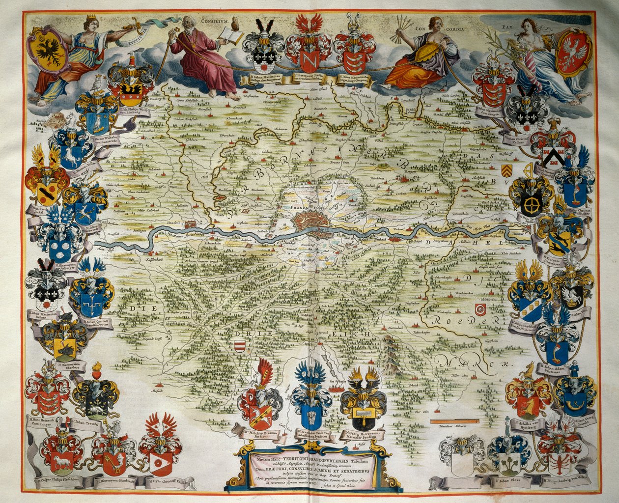 Frankfurt ja sen alue, osa III, Atlas Maior, kirjoittanut Joan Blaeu (1596-1673), kuparikaiverrus, Amsterdam tekijältä Joan Blaeu