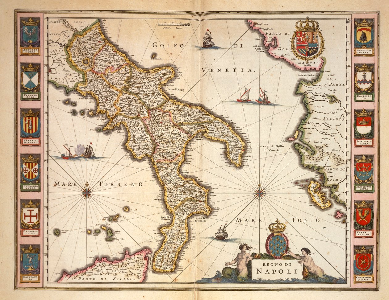 Calabrian alueen kartta, kirjoittanut Joan Blaeu tekijältä Joan Blaeu