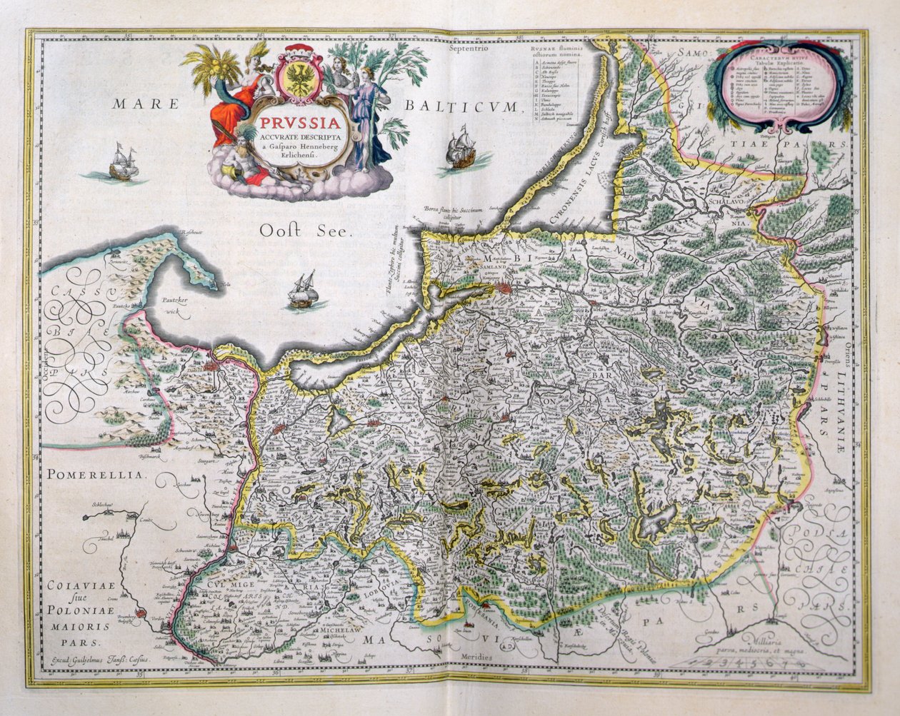 Itä-Preussin kartta. elokuvista "Le Theatre du Monde" tai "Nouvel Atlas" tekijältä Joan Blaeu