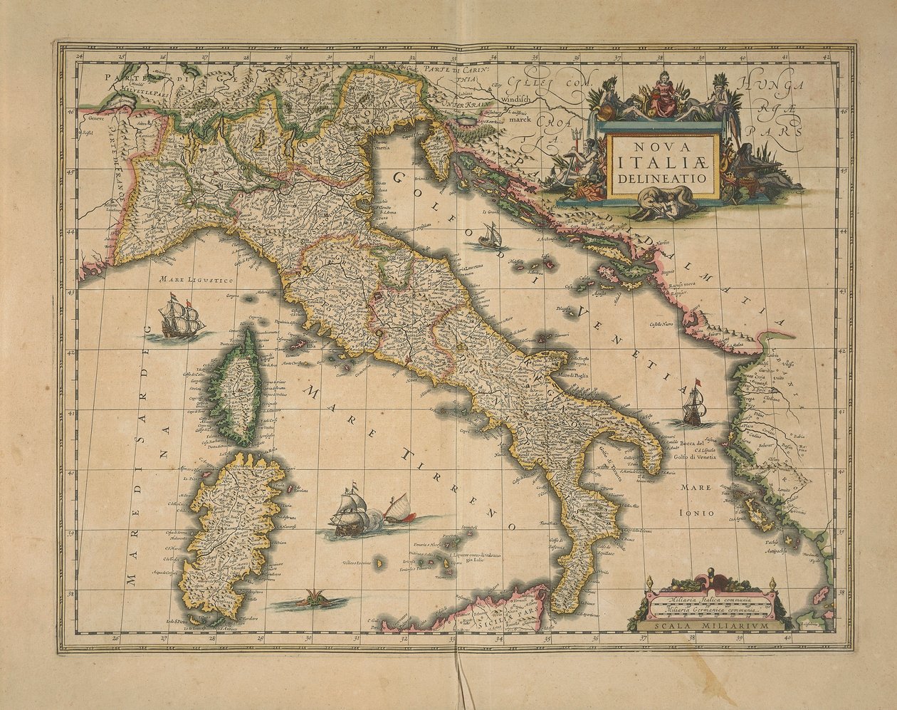 Italian kartta, kirjoittanut Joan Blaeu tekijältä Joan Blaeu