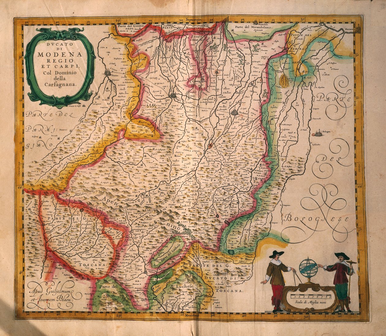 Modenan kartta Theatrum civitatum et admirandorum Italiaesta, kirjoittanut Joan Blaeu, kaiverrus tekijältä Joan Blaeu