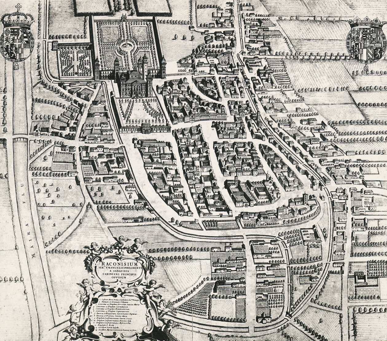 Racconigin kartta, kaiverrus Joan Blaeu (1596-1673), Italia tekijältä Joan Blaeu