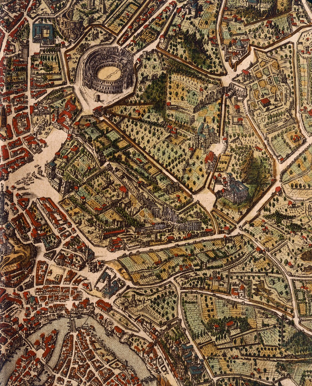 Rooman kartta, kirjoittanut Joan Blaeu (1596-1673), tulostaa Theatrum Civitatum et Admirandorum Italiae, ad Aevi Vetis et Present Temporis Faciem Expressum, Italia tekijältä Joan Blaeu