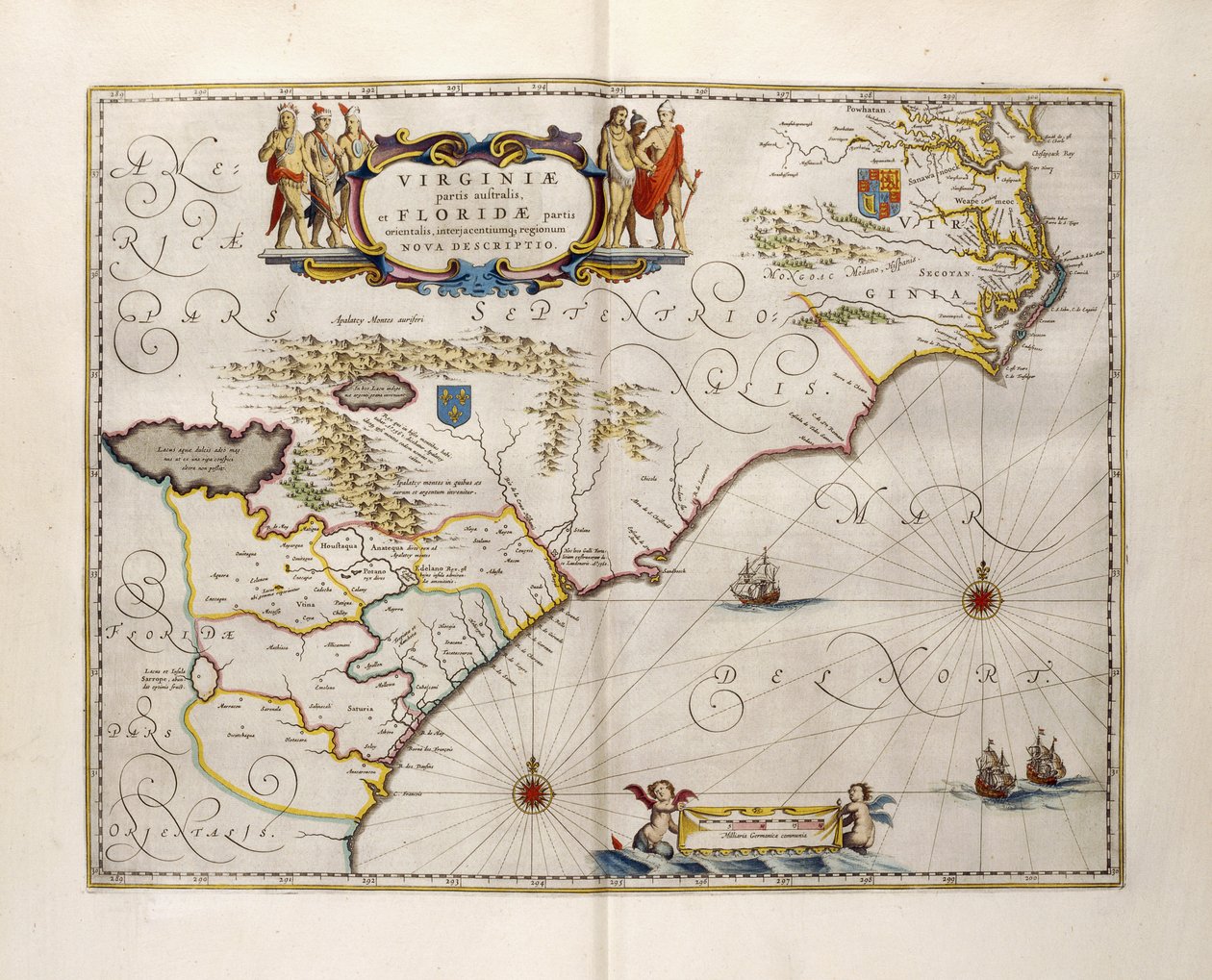 Virginian ja Floridan kartta, 1667 tekijältä Joan Blaeu