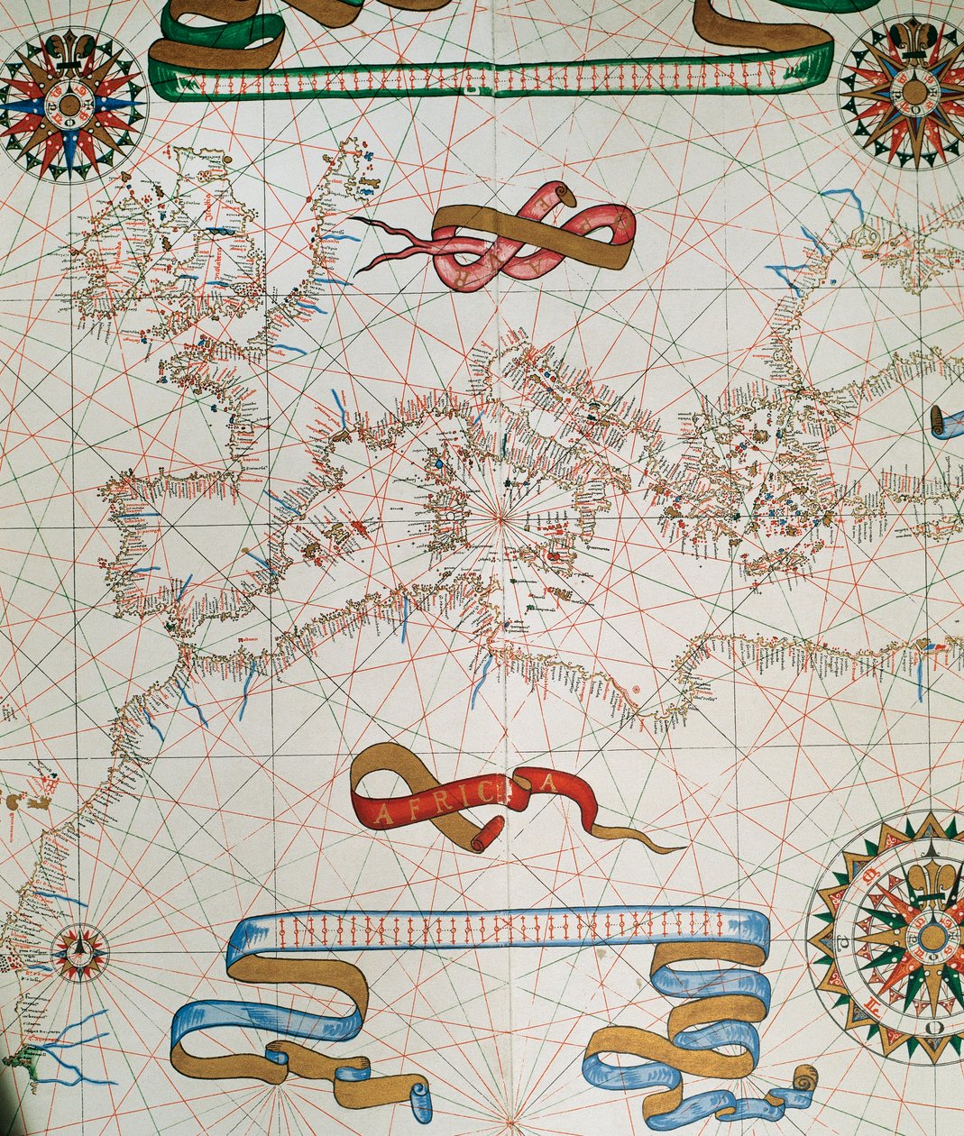 Euroopan ja Pohjois-Afrikan rannikoiden kartta, 1587. tekijältä Joan Martines