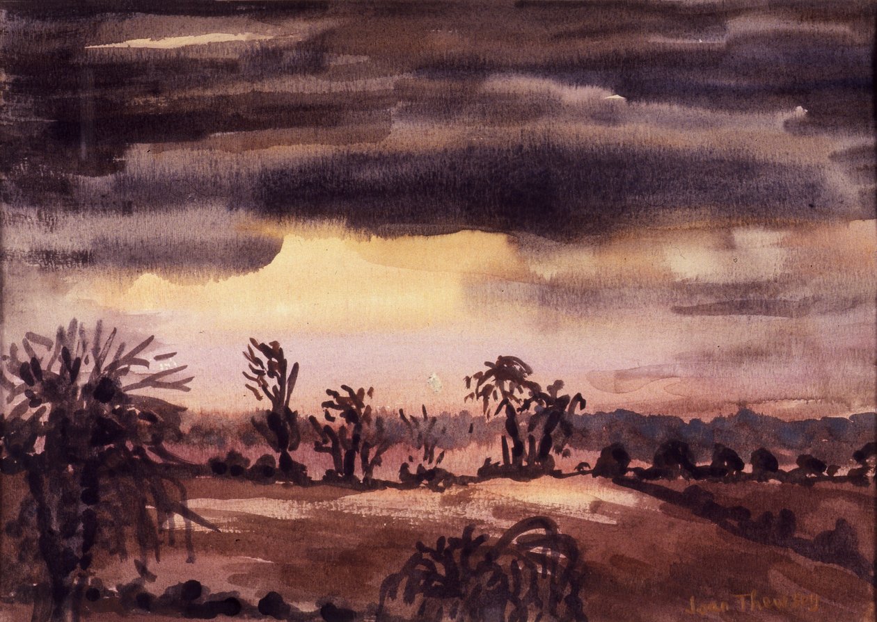 Fields in a Winter Dusk, 1992, vesiväri käsintehdylle paperille tekijältä Joan Thewsey