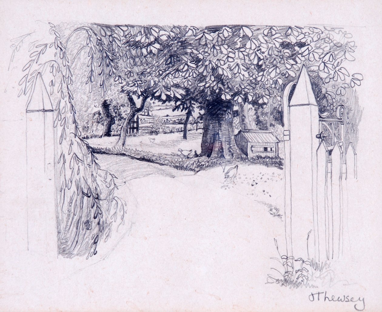 Gateway to the Farmhouse, 2000, lyijykynä tekijältä Joan Thewsey
