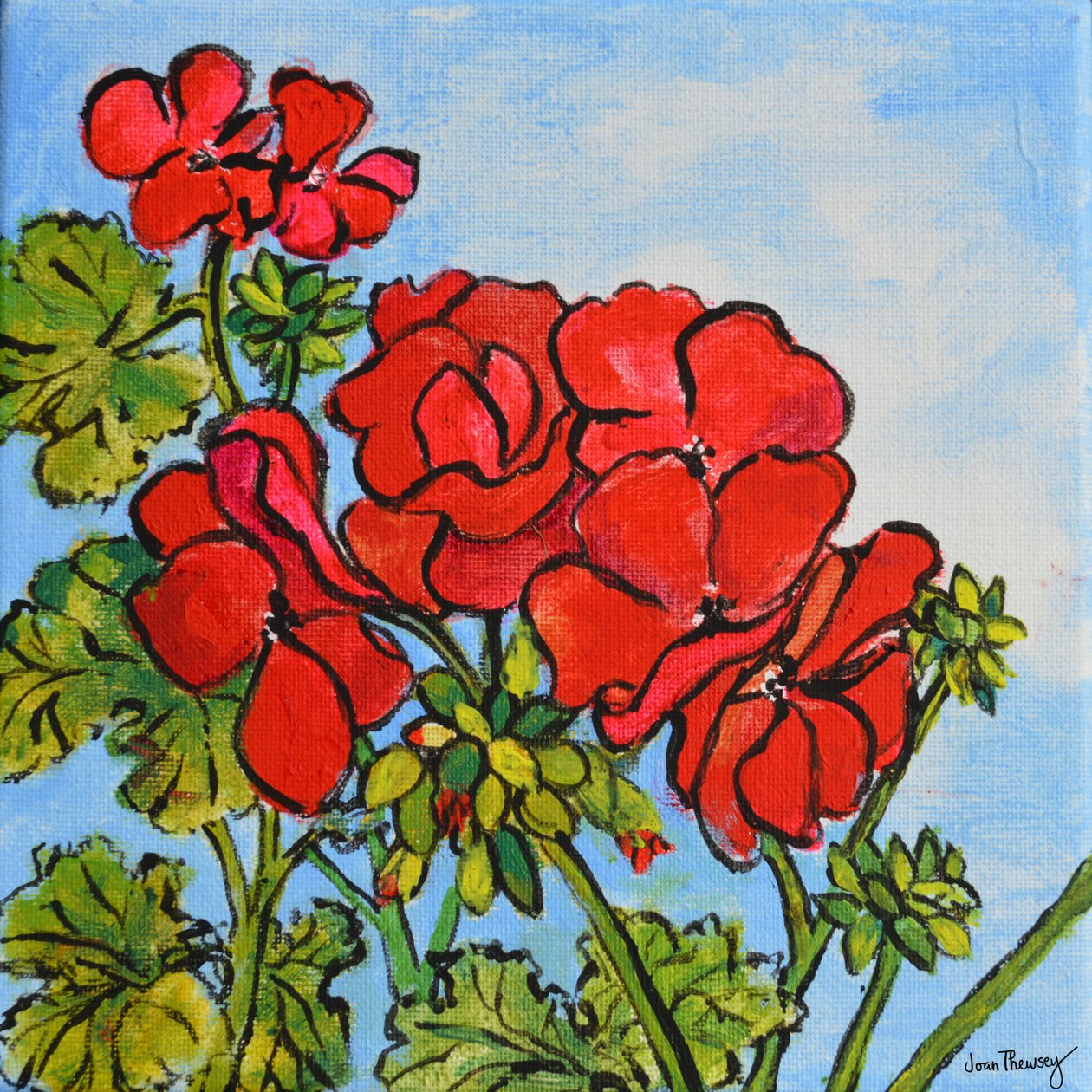 Geranium, 2017 (akryyli) tekijältä Joan Thewsey