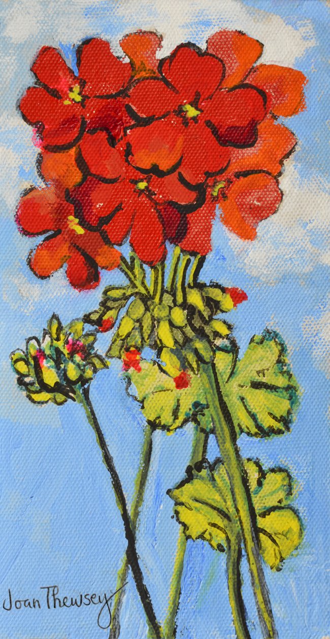 Geranium Spray, 2017, (akryyli) tekijältä Joan Thewsey