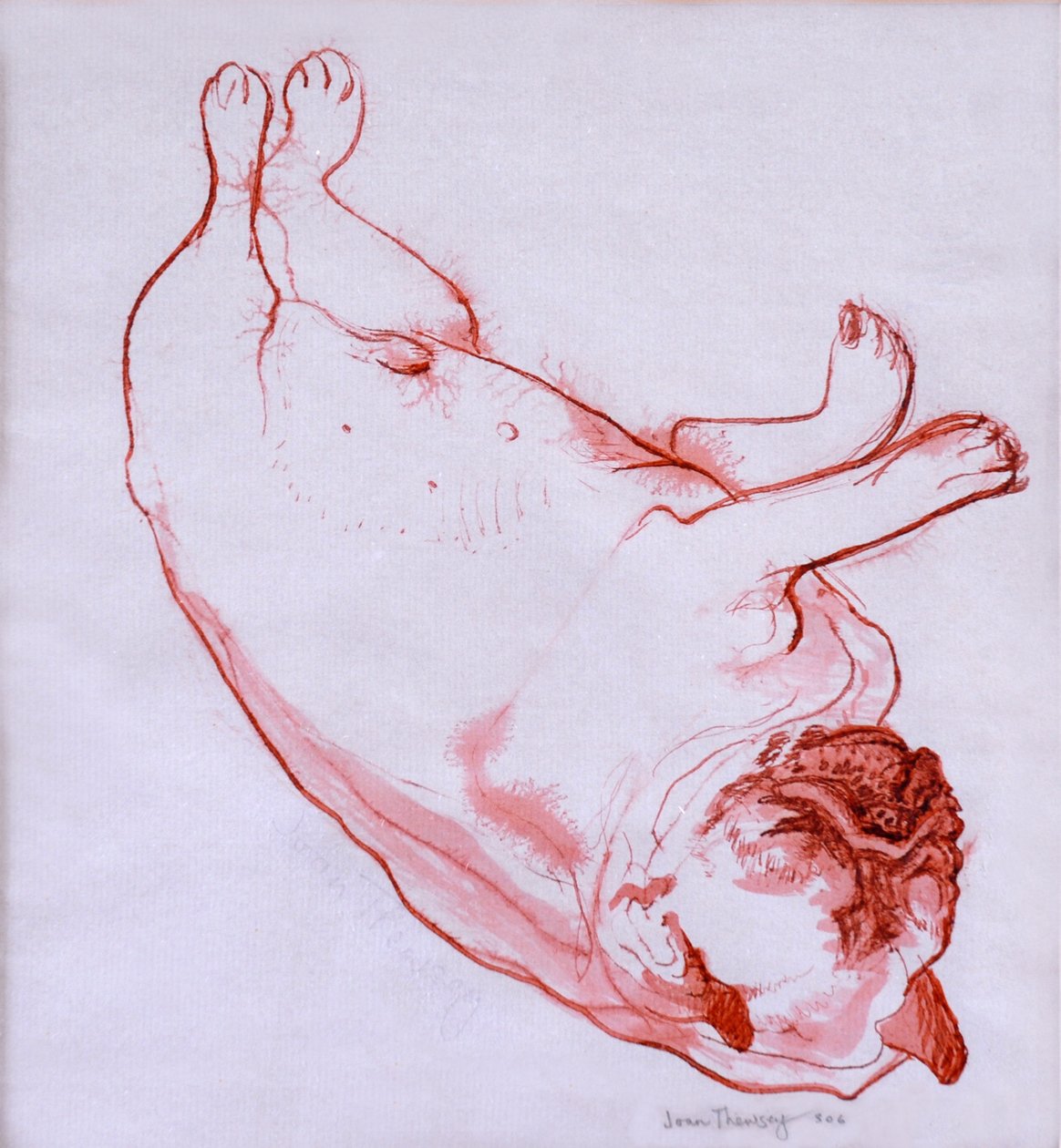 Hogarth Sleeping, 2005, (muste märällä paperilla) tekijältä Joan Thewsey