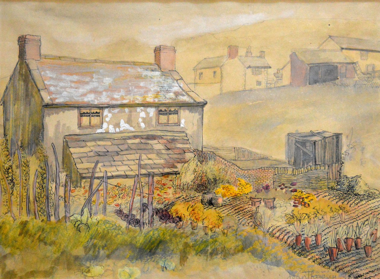 Moorland Cottage,2014 (kynä, tussi ja akvarelli) tekijältä Joan Thewsey
