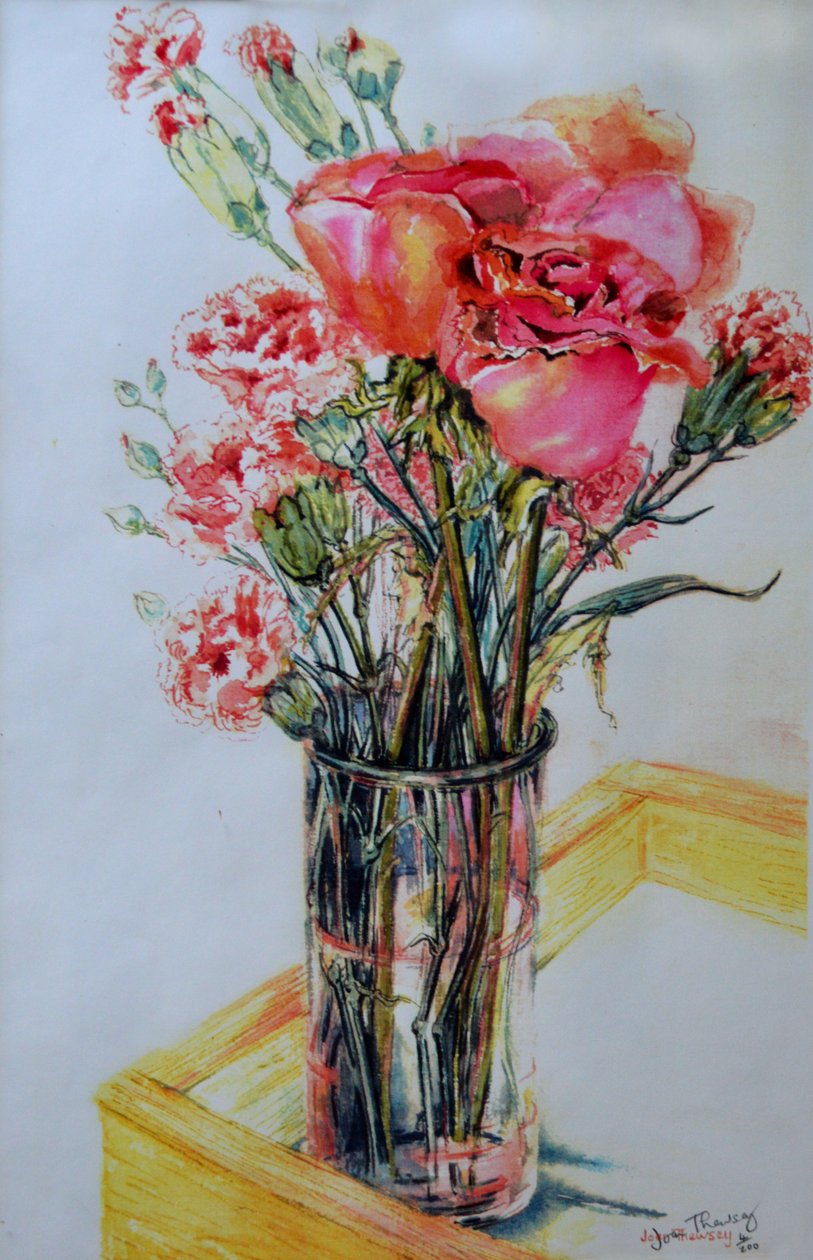 Vaaleanpunaisia ruusuja Cottage Pinks,2010, tekijältä Joan Thewsey