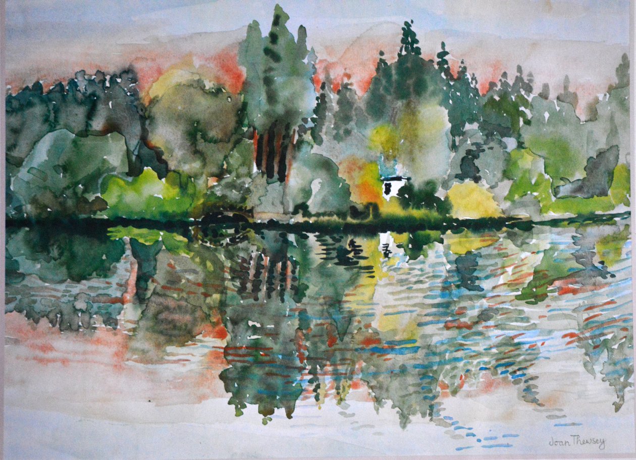 Järvi auringonlaskun aikaan, Bremes les Ardres, 2000, tekijältä Joan Thewsey
