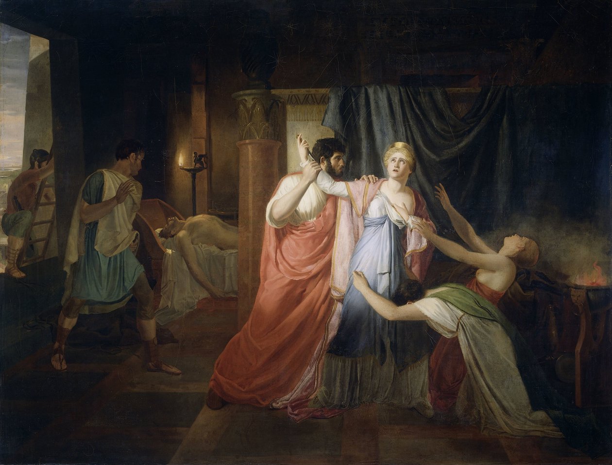 Proculeius estää Kleopatraa puukomasta itseään tekijältä Joannes Echarius Carolus Alberti
