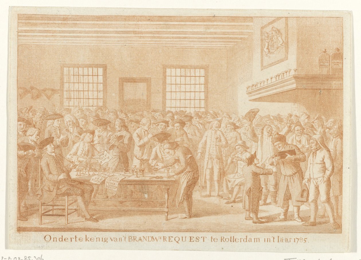 Brandewijn-pyynnön allekirjoittaminen Rotterdamissa, 1785 Brandin allekirjoittaminen.W. Pyyntö Rotterdamissa 
