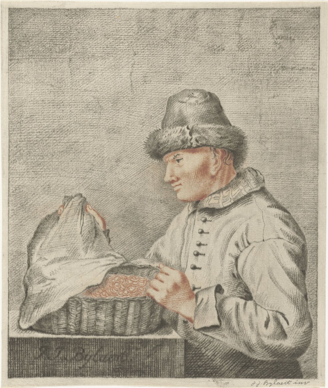 katkarapujen myyjä tekijältä Joannis Jacobus Bijlaert (signed by artist)