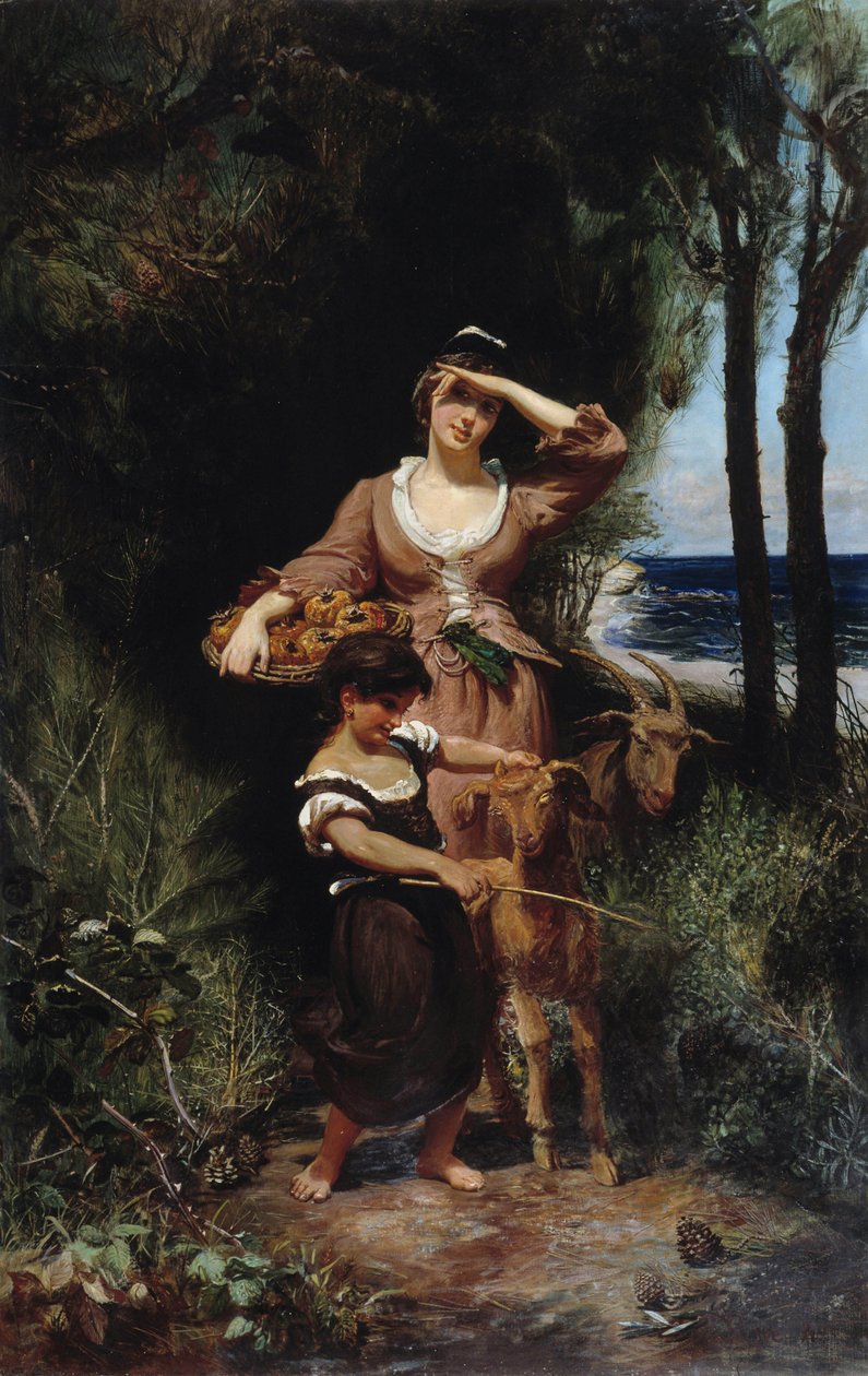Chevrere by the Sea Joanny Raven (1827-1882) maalaus Dim. 219x139 cm. Pakollinen maininta: Collection fondation regards de Provence, Marseille tekijältä Joanny Rave