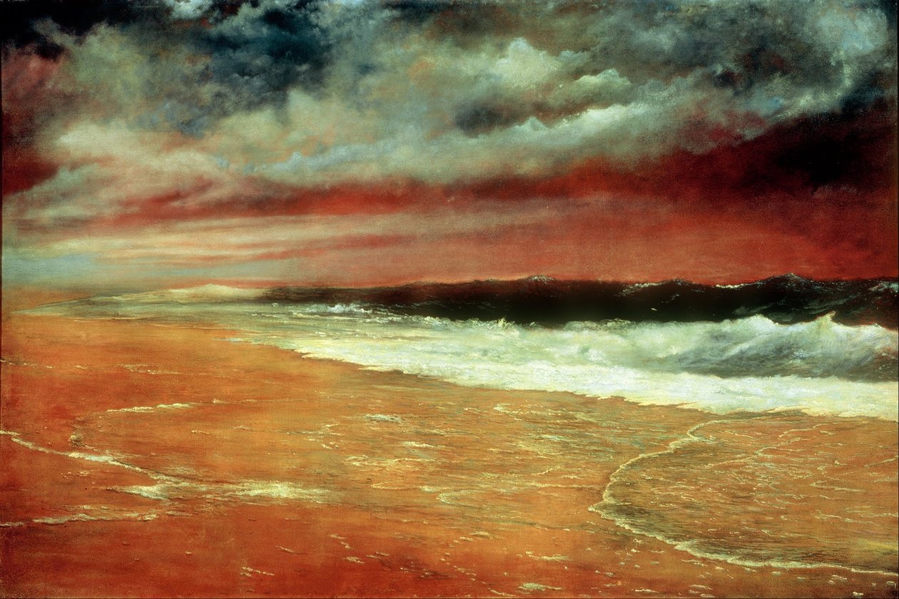 Espanol: Atardecer en el mar [La ola roja] Myöhäinen iltapäivä meren rannalla [Punainen aalto] tekijältä Joaquín Clausell
