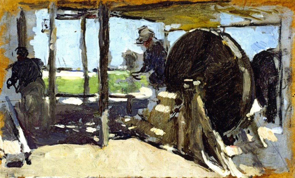 Rope Makers, Valencia luonnos Espanja: Cordeliers, Valencia dibujo Deutsch: Reeper Seiler Valenciassa tekijältä Joaquín Sorolla