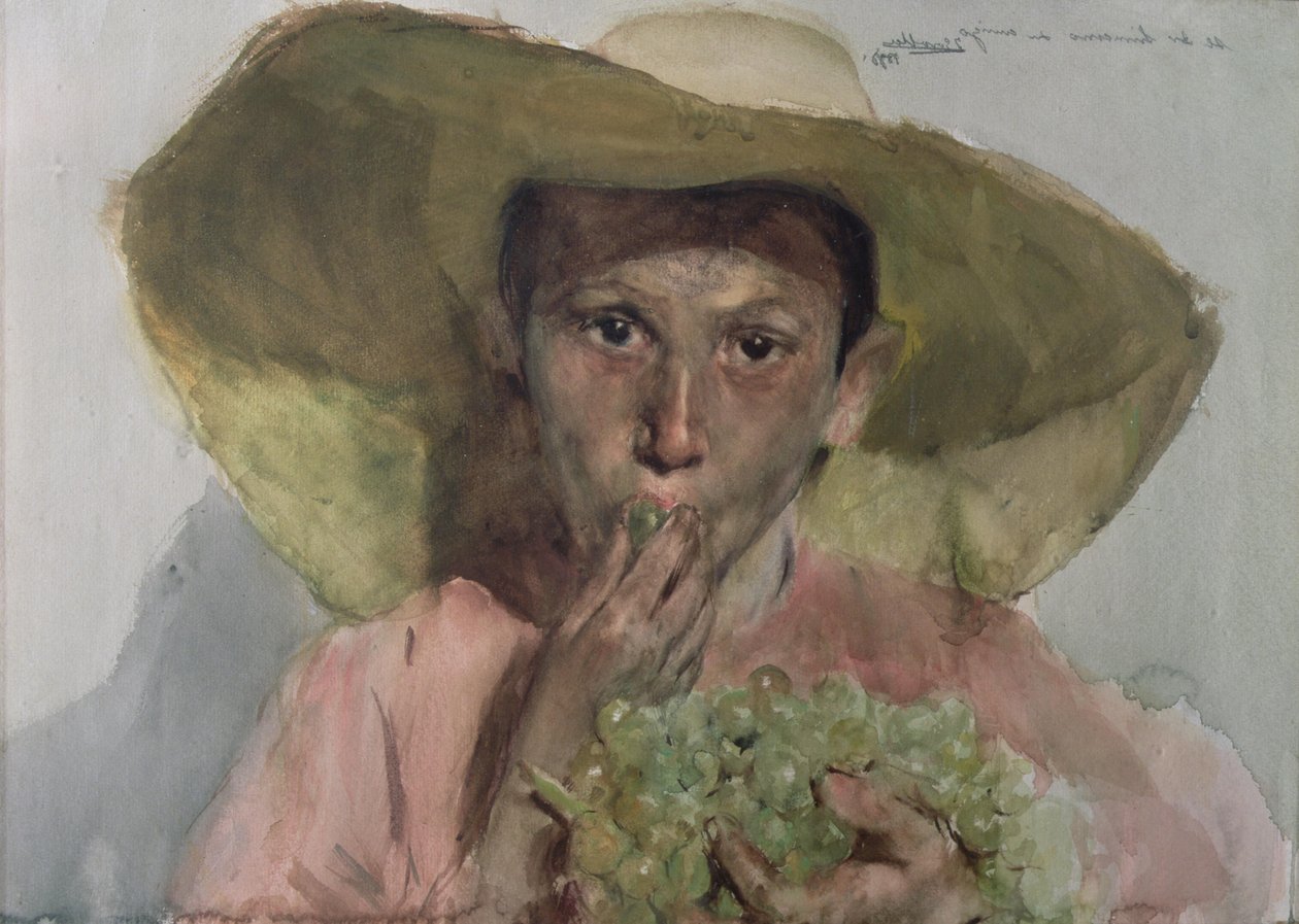 Lapsi syö viinirypäleitä tekijältä Joaquin Sorolla