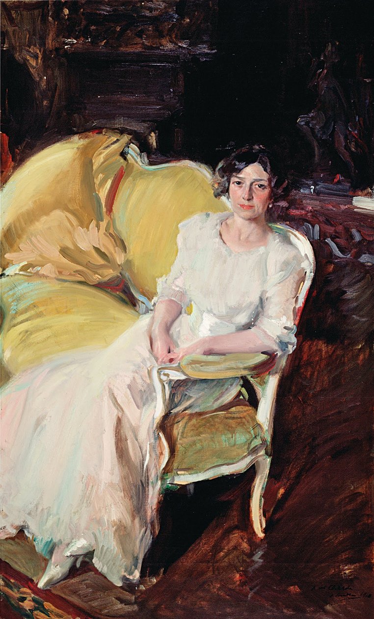 Clotilde istuu sohvalla tekijältä Joaquín Sorolla