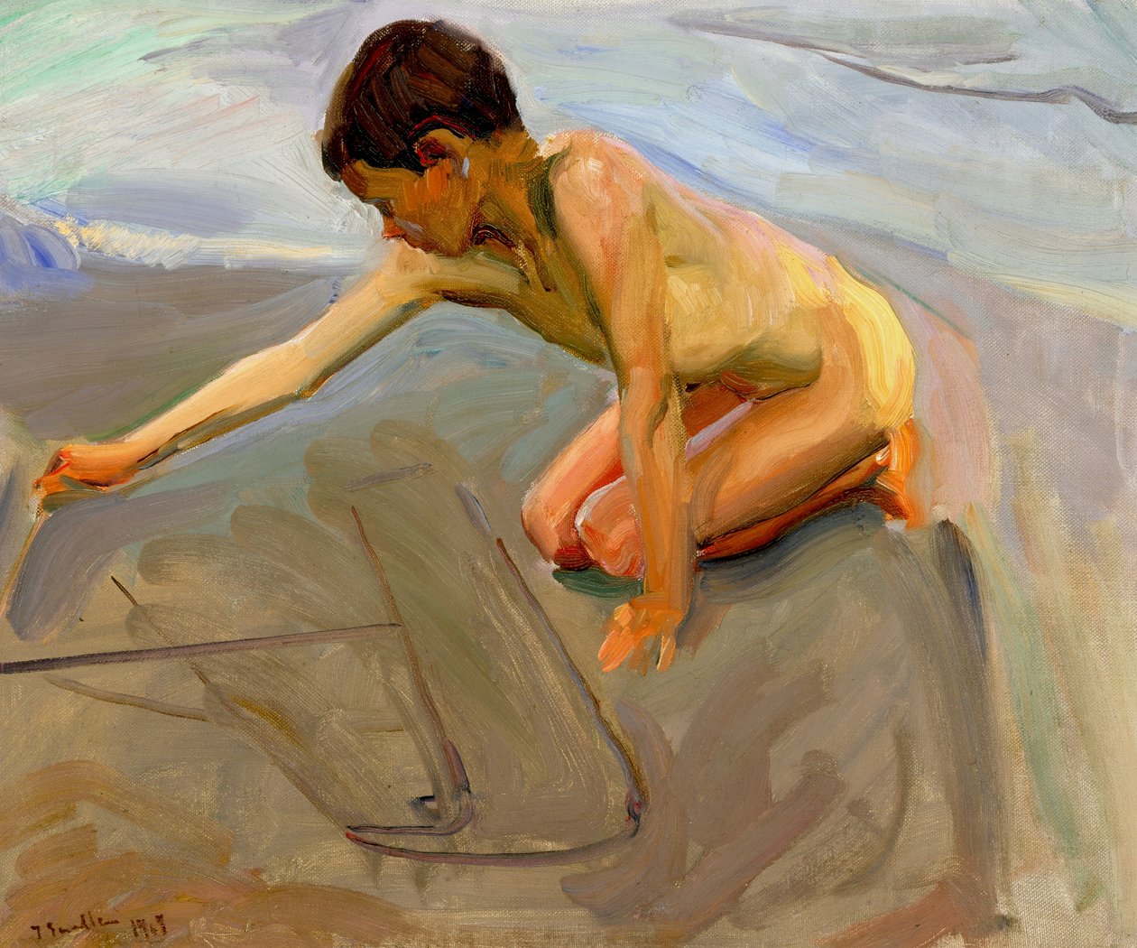 Hiekkaan piirtäminen tekijältä Joaquín Sorolla