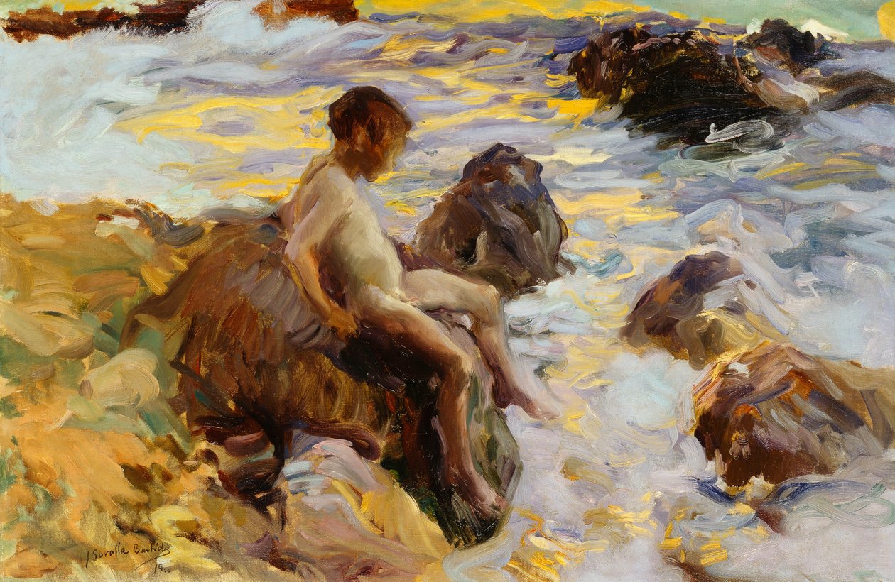 Boy in the Breakers, Javea, 1900 tekijältä Joaquín Sorolla