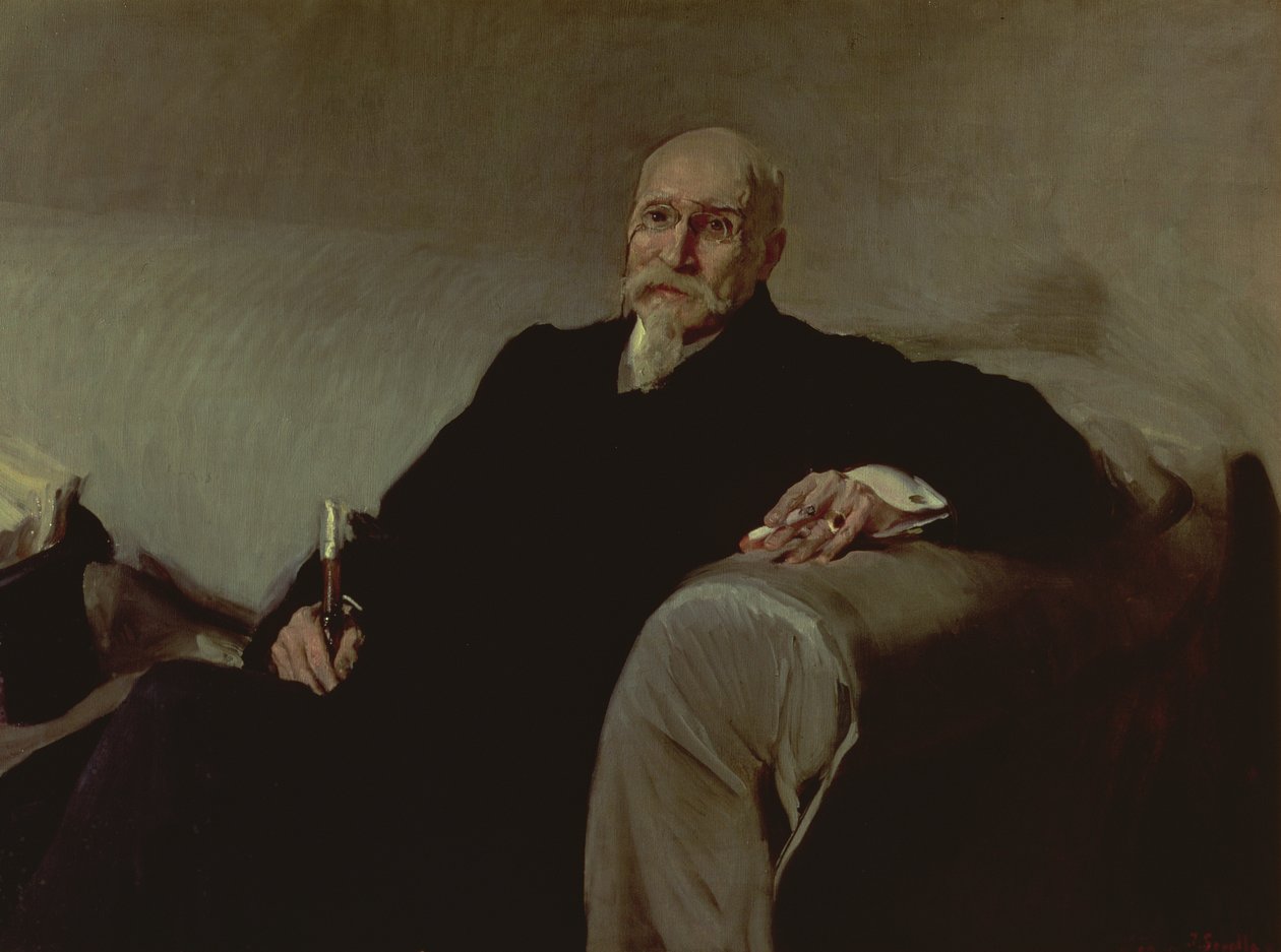 Muotokuva Jose Echegaray y Eizaguiresta (1832-1916), espanjalainen matemaatikko ja näytelmäkirjailija tekijältä Joaquin Sorolla y Bastida