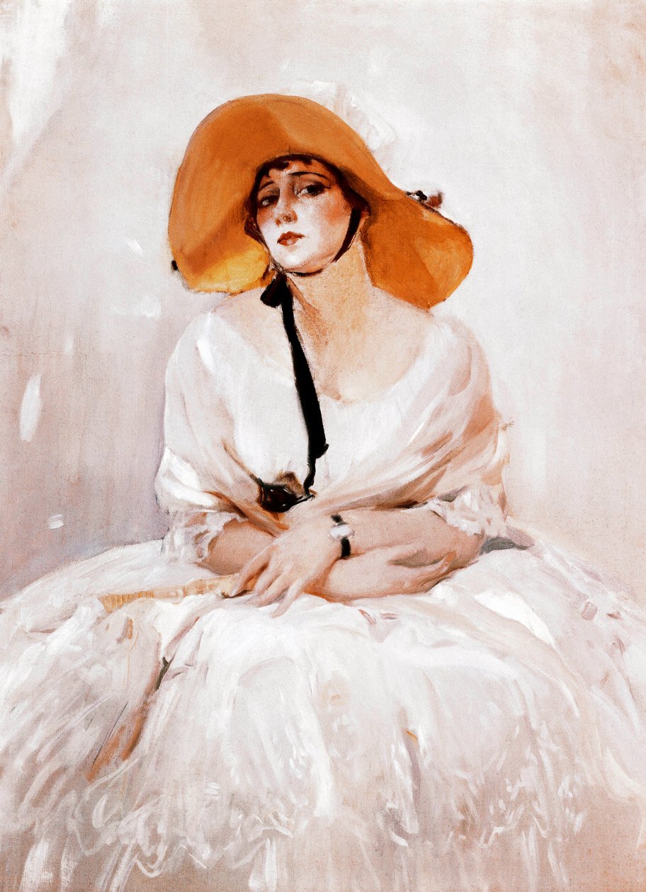 Muotokuva Raquel Melleristä (1888-1962), espanjalaisesta laulajasta ja näyttelijästä. Yksityiskohta. Joaquin Sorollan (1863-1923) maalaus. 1919. Madrid. Sorollan museo. tekijältä Joaquín Sorolla