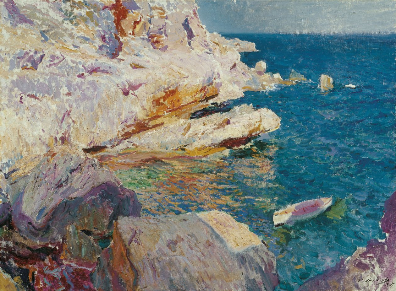 Rock at Javea - Sorolla y Bastida, Joaquin (1863-1923) - 1905 - Öljy kankaalle - 62,5x84,7 - Museo Carmen Thyssen, Málaga tekijältä Joaquin Sorolla y Bastida