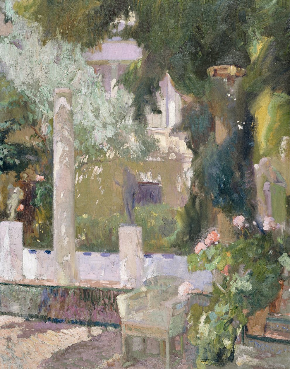 Puutarhat Sorollan perheen talossa tekijältä Joaquín Sorolla