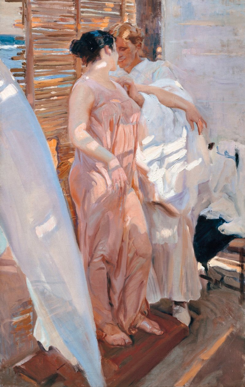 La túnica rosa, després del Bathfinnish tekijältä Joaquin Sorolla y Bastida