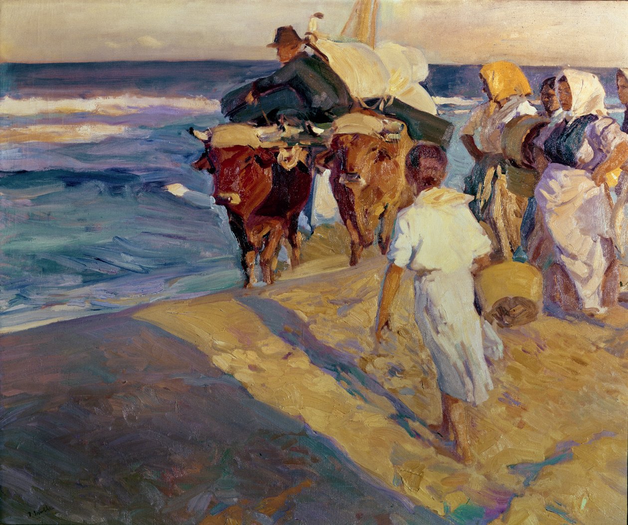 Hinaus veneessä, Valencia Beach tekijältä Joaquin Sorolla y Bastida