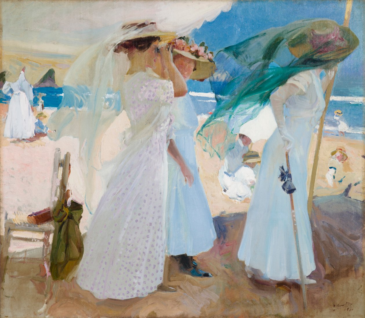 Markiisin alla, Zarautz tekijältä Joaquin Sorolla y Bastida