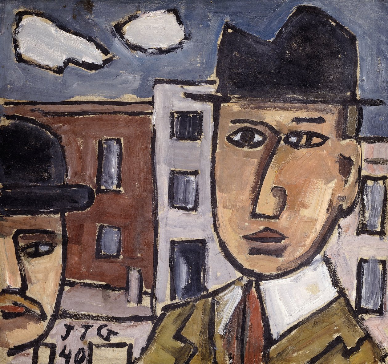 Mies hattu päässä; Hombre con Sombrero tekijältä Joaquín Torres García