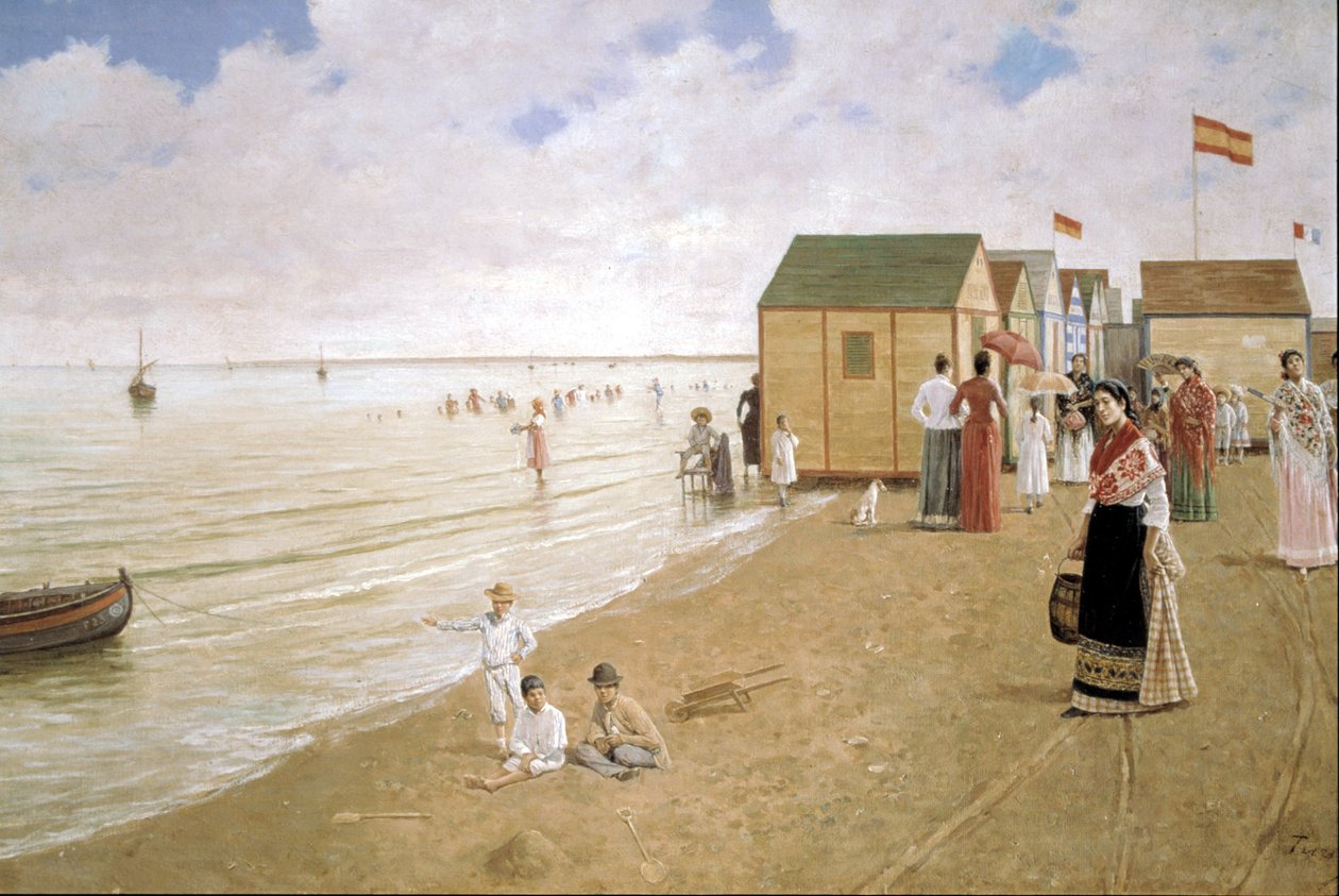 Sanlucar de Barramedan ranta, 1800-luvulla (öljymaalaus) tekijältä Joaquin Turina Arenal