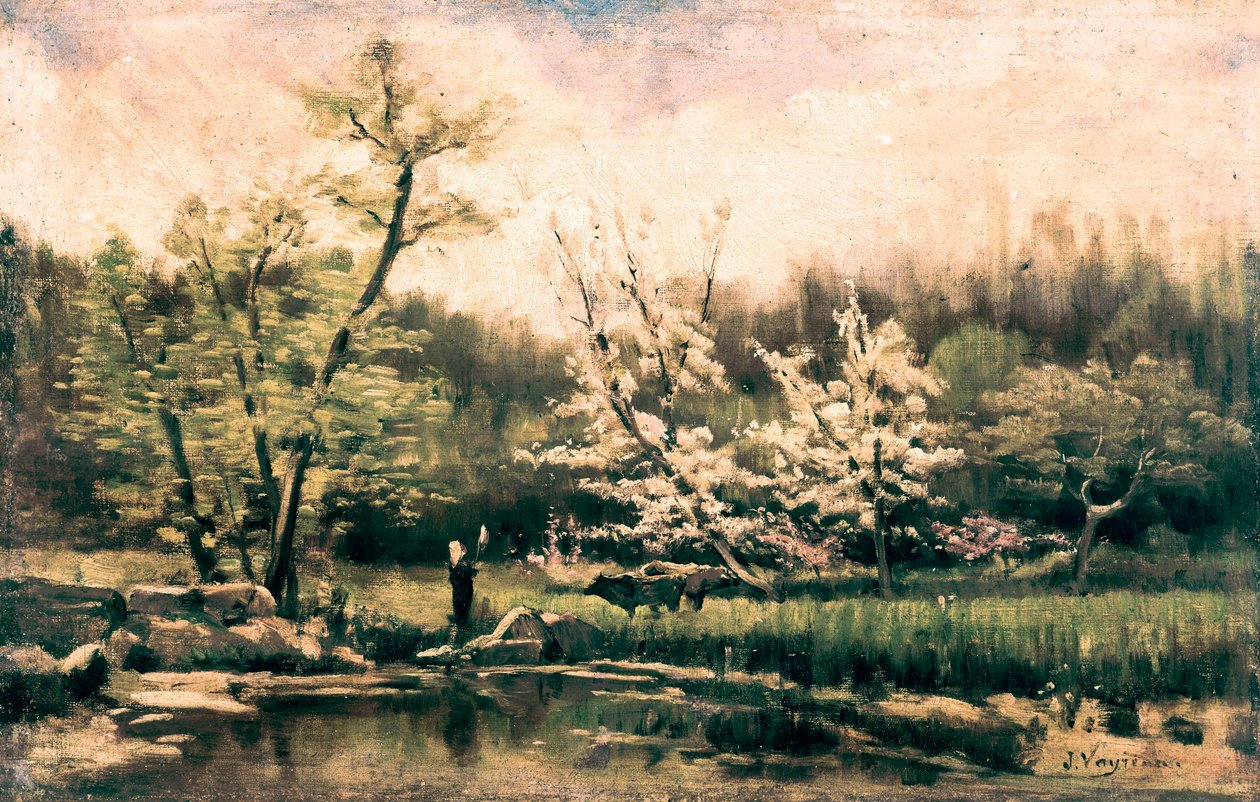 "" Kevätmaisema "" Joaquim Vareyda i Vilan (1843-1894) maalaus. Noin 1880. Barcelona. Katalonian kansallinen taidemuseo. tekijältä Joaquin Vayreda