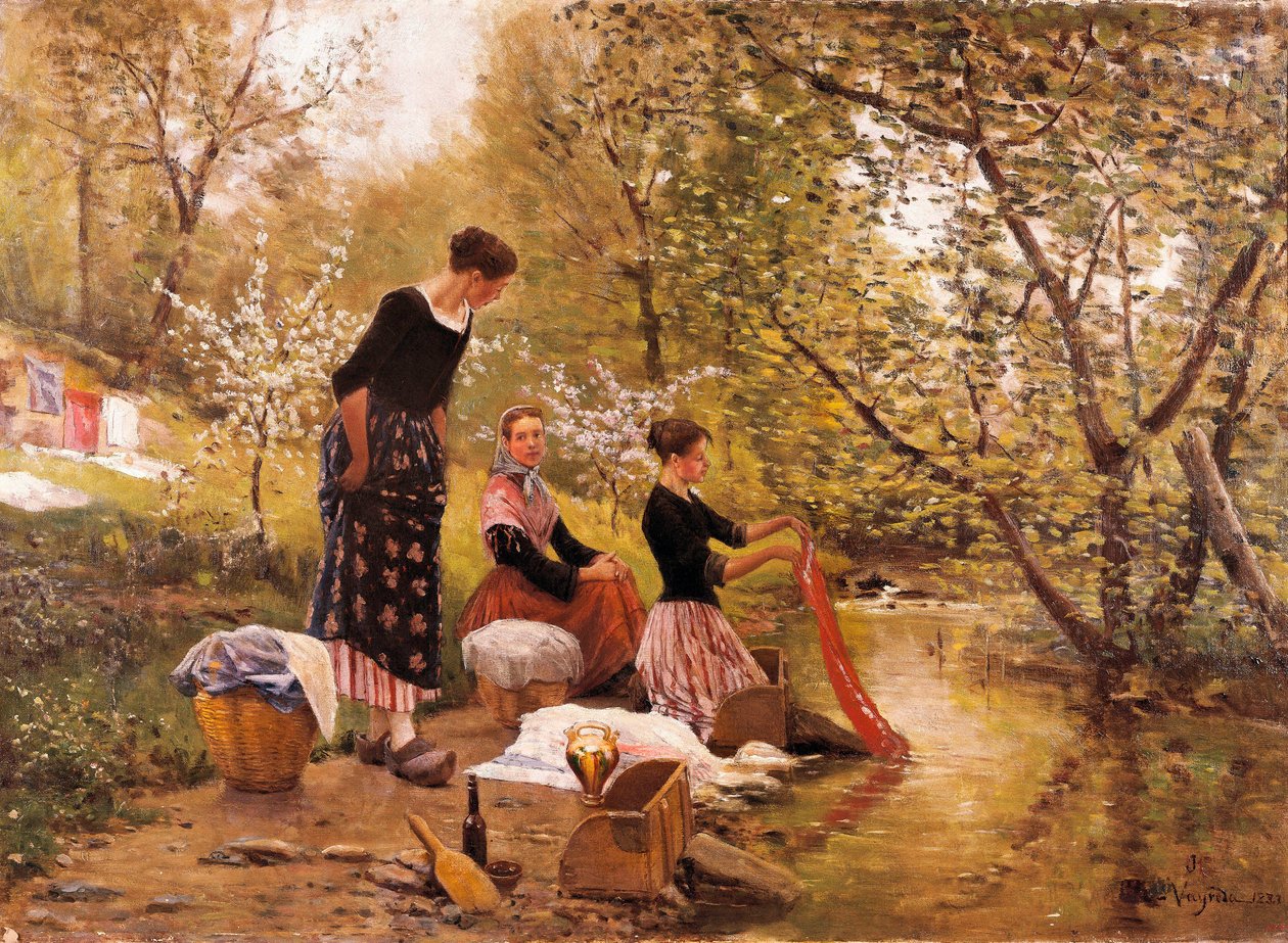 Joaquim Vayreda i Vilan (1843-1894) maalaus "Pesurinnaiset". 1883 tekijältä Joaquin Vayreda