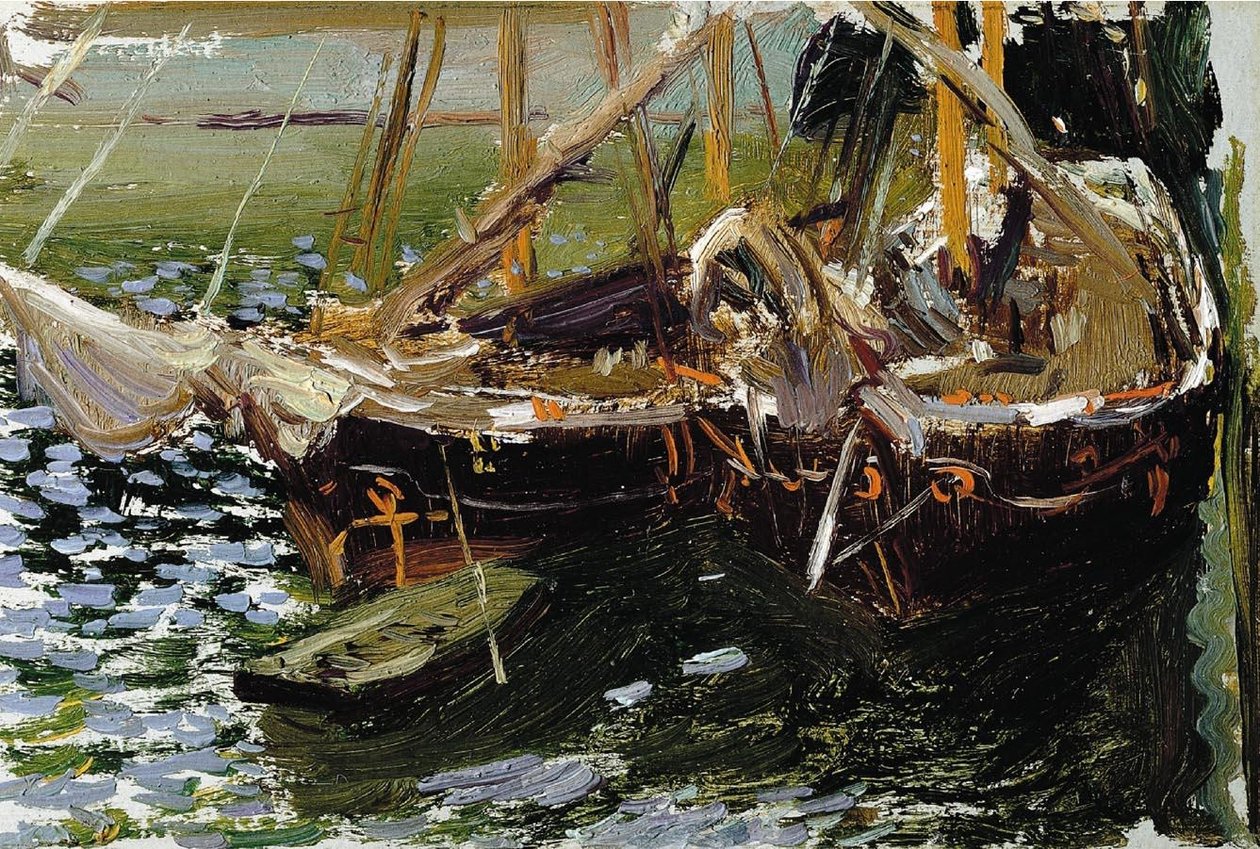 Barcas en el puerto tekijältä Joaquín Sorolla