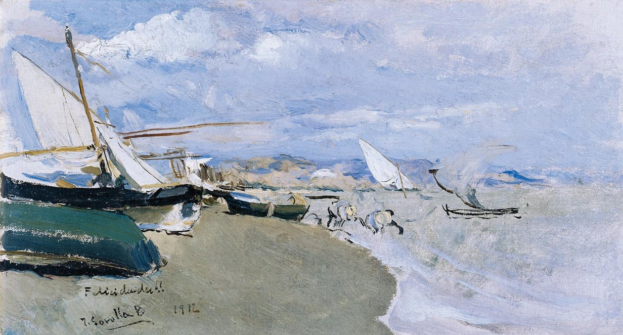 Barcas en la playa, Costa de Levante tekijältä Joaquín Sorolla