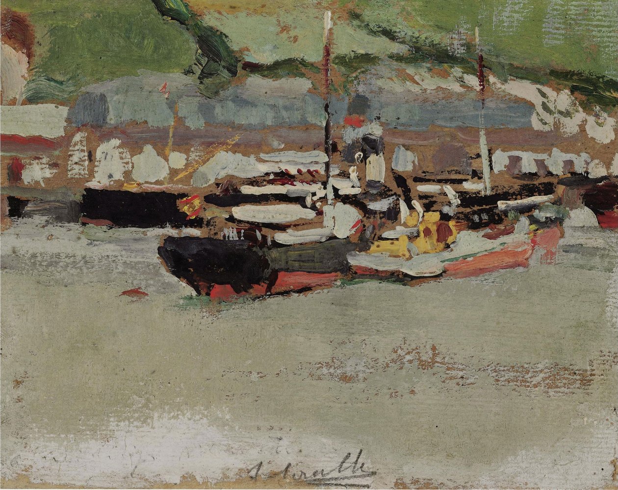 Barcos en un puerto tekijältä Joaquín Sorolla