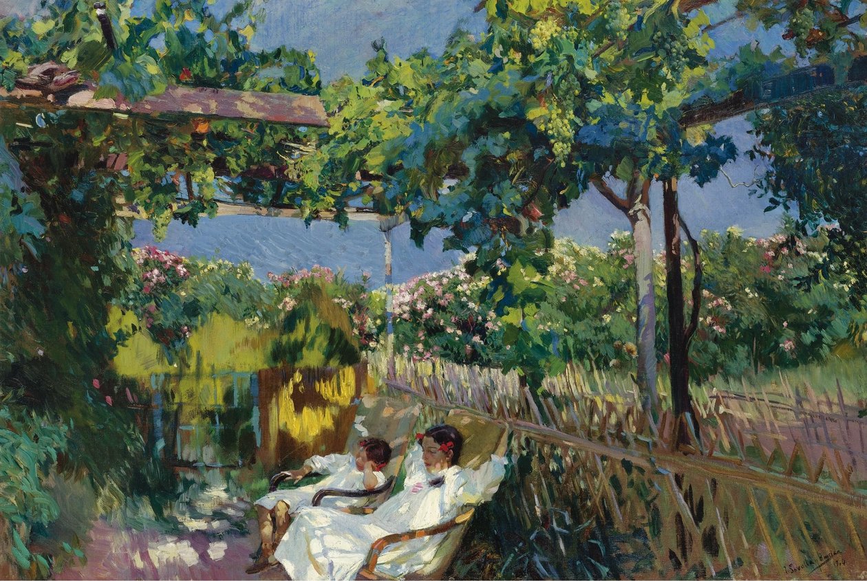 La Siesta en el Jardin tekijältä Joaquín Sorolla