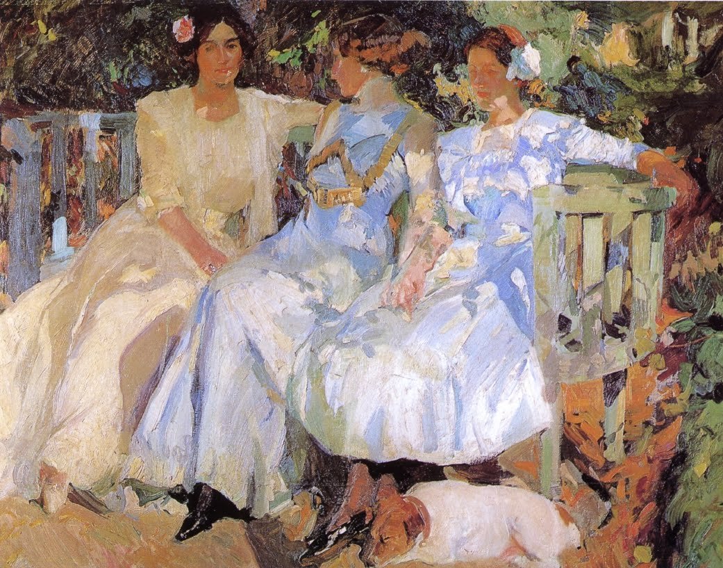Vaimoni ja tyttäreni puutarhassa tekijältä Joaquín Sorolla