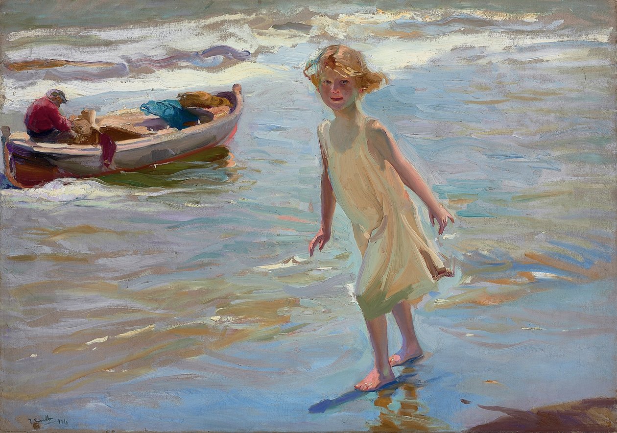 Niña en la playa, Valencia tekijältä Joaquín Sorolla