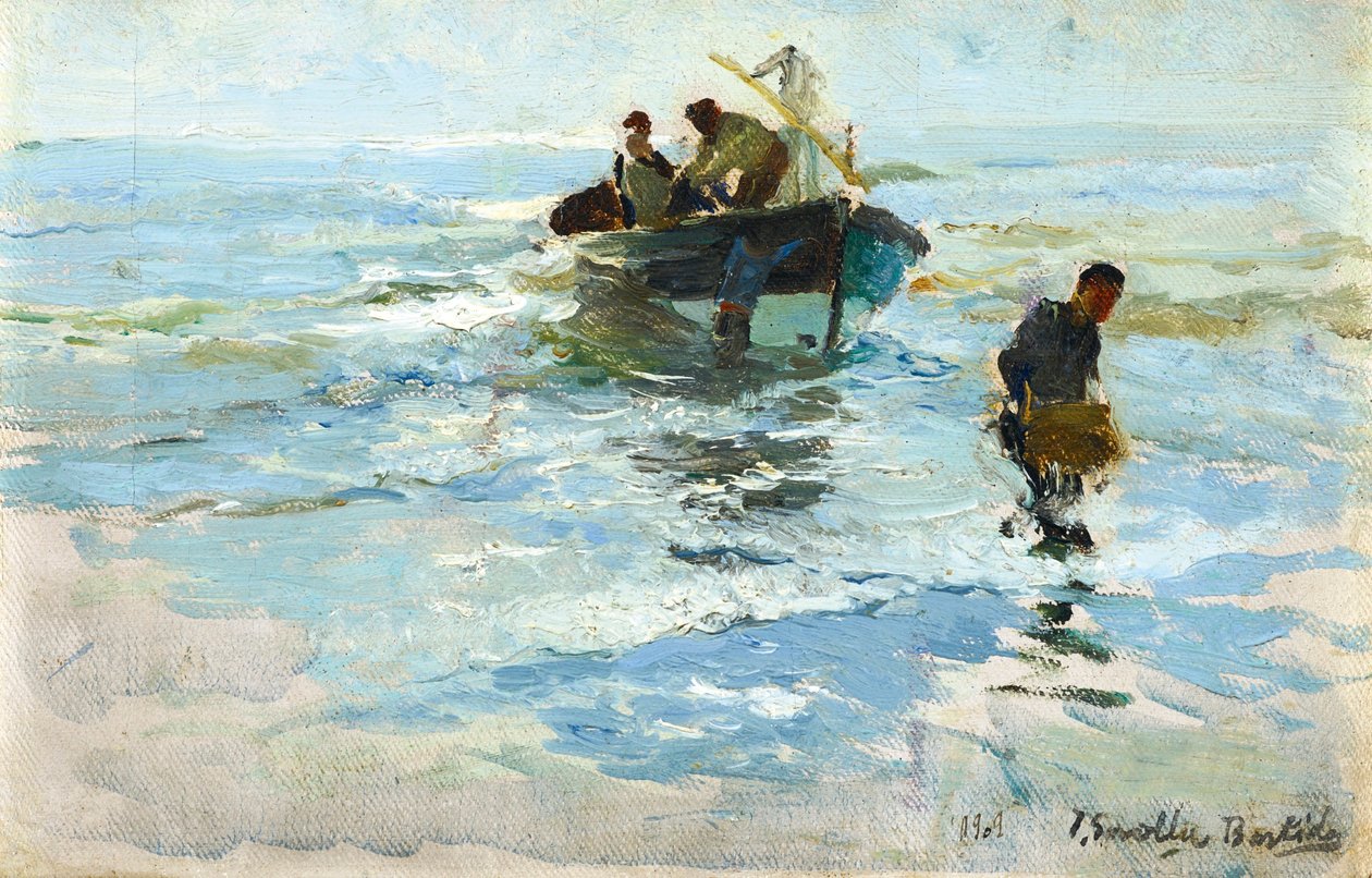 Recogiendo la Barca, Playa de Valencia tekijältä Joaquín Sorolla