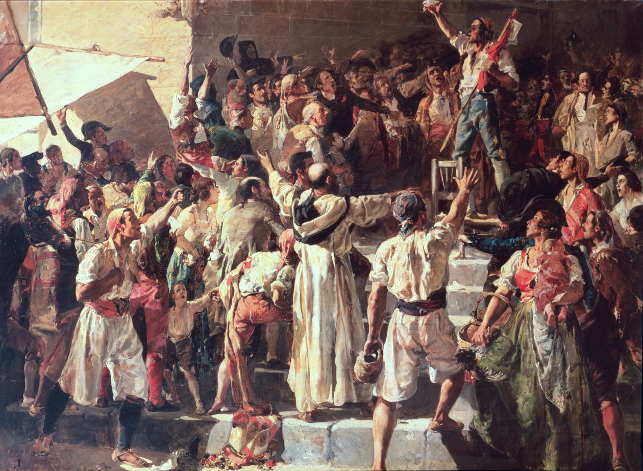 The Cry of the Palleter julisti sodan Napoleonille, 1884 tekijältä Joaquín Sorolla
