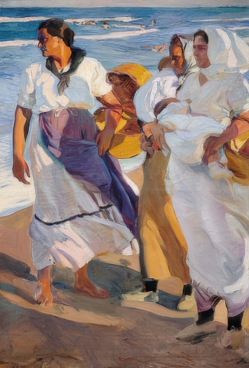 Valencian kalastajanaiset. 1915 tekijältä Joaquín Sorolla