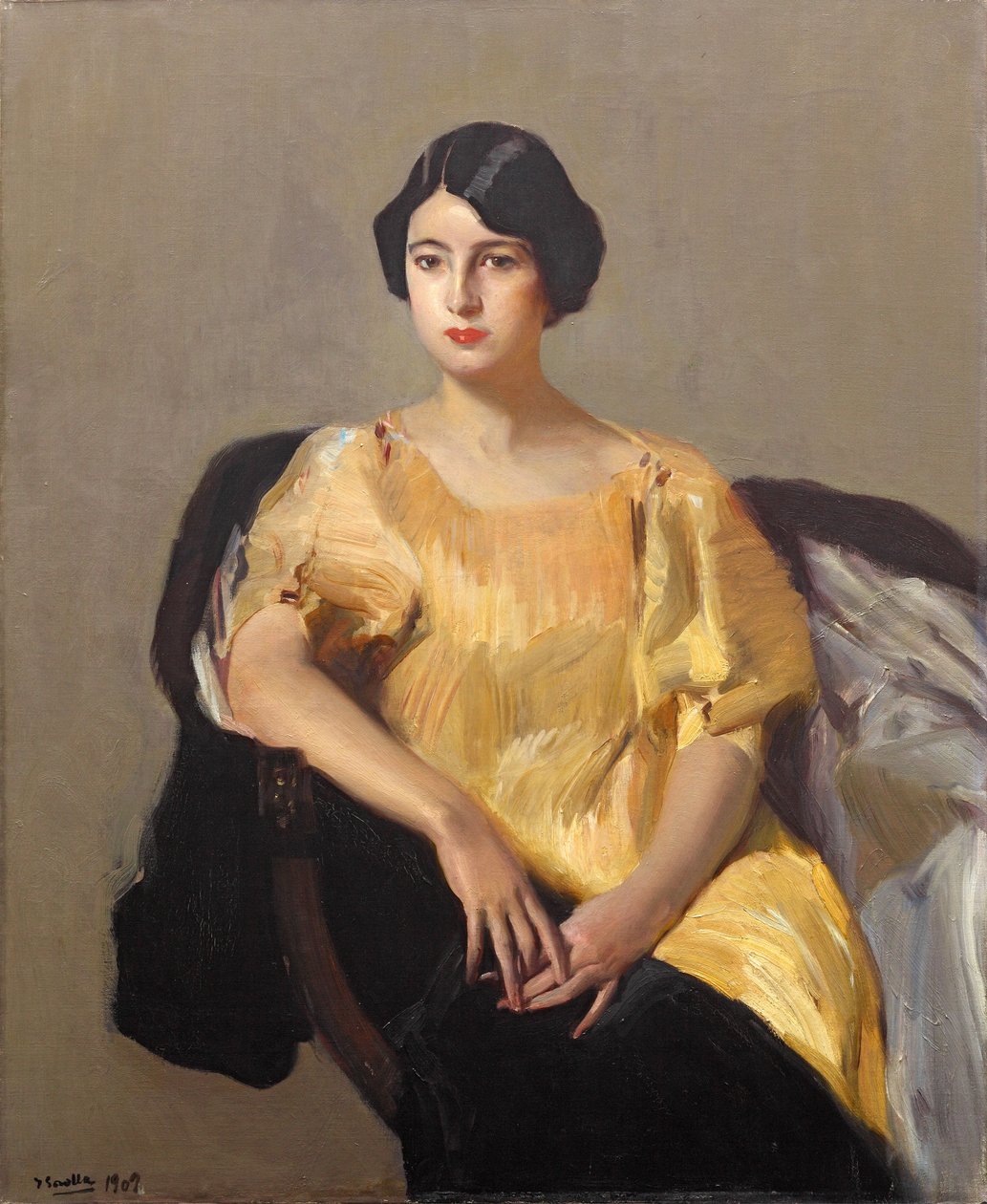 Elena keltaisessa viitassa, 1909. tekijältä Joaquín Sorolla