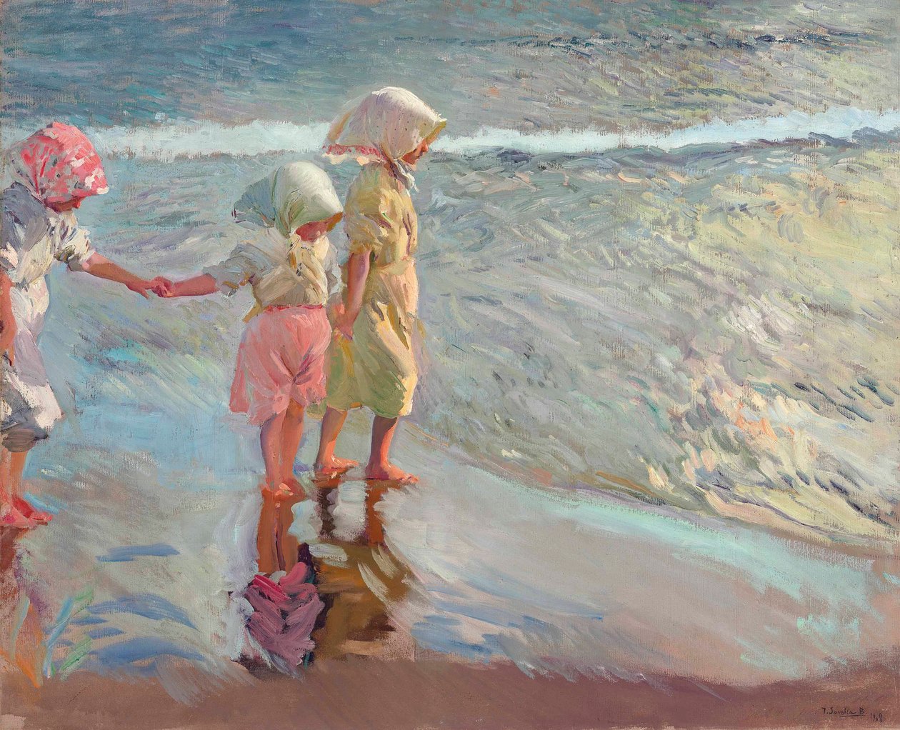 Kolme sisarta rannalla, 1908. tekijältä Joaquín Sorolla