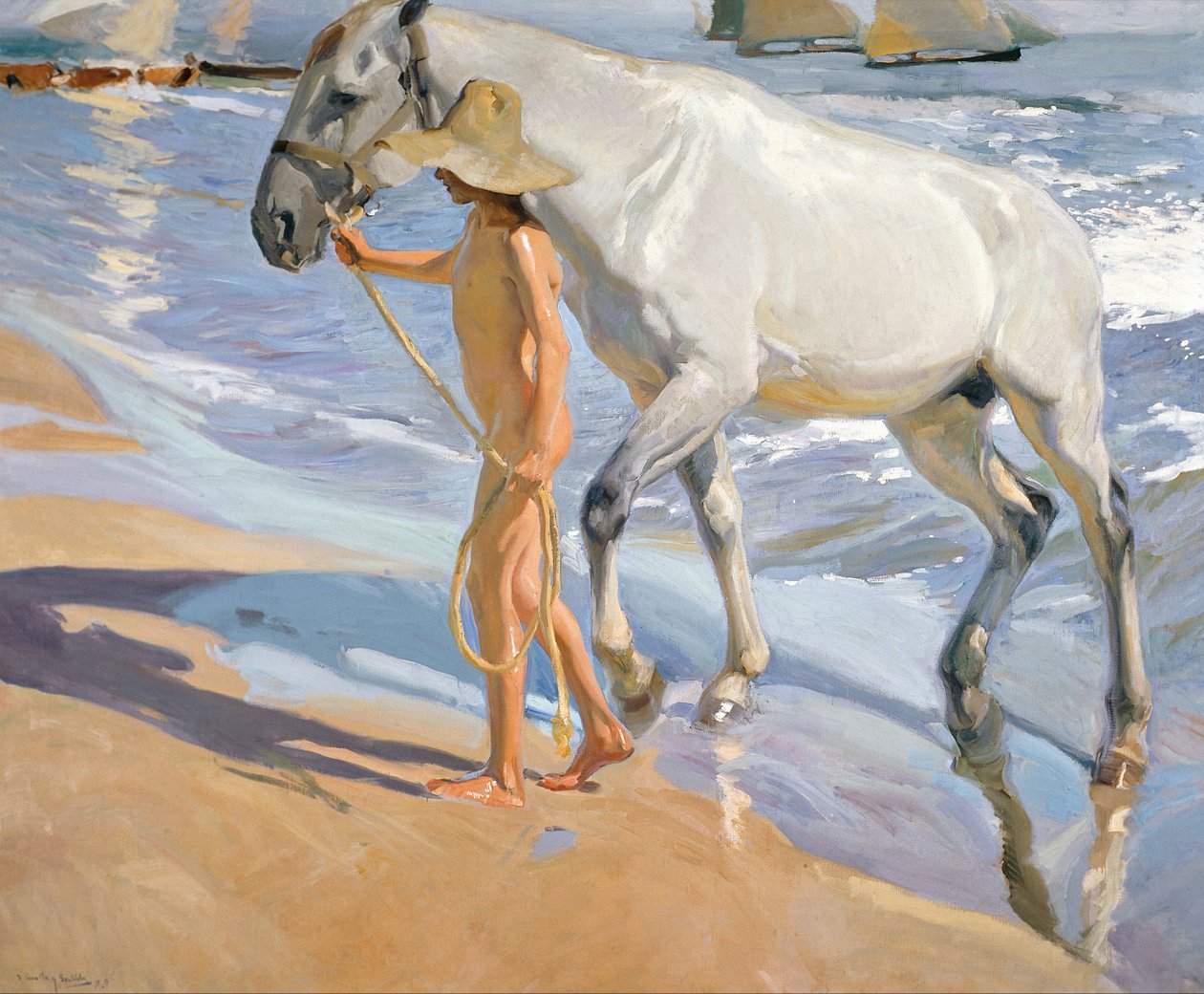 Hevosen pesu, 1909 tekijältä Joaquín Sorolla